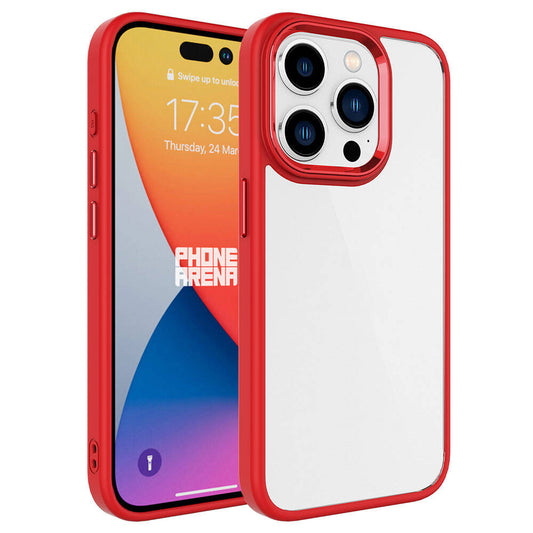 Apple iPhone 15 Pro Kılıf Zore Krom Kapak Kırmızı