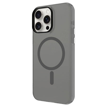 Apple iPhone 15 Pro Kılıf Zore Magsafe Şarj Özellikli Buzlu Transparan C-Pro Sert Kapak Siyah