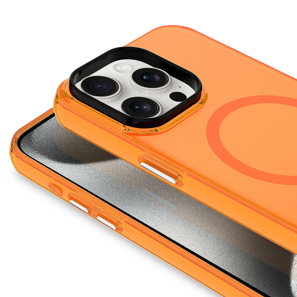 Apple iPhone 15 Pro Kılıf Zore Magsafe Şarj Özellikli Buzlu Transparan C-Pro Sert Kapak Siyah