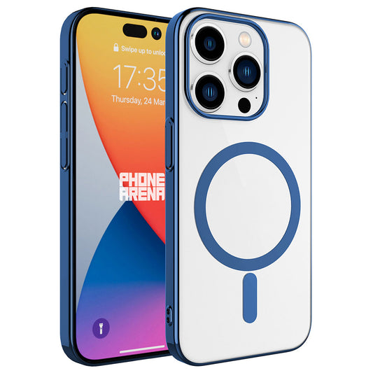 Apple iPhone 15 Pro Kılıf Zore Wireless Şarj Özellikli Pixel Magsafe Kapak Mavi