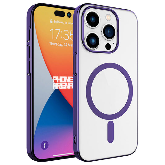 Apple iPhone 15 Pro Kılıf Zore Wireless Şarj Özellikli Pixel Magsafe Kapak Derin Mor