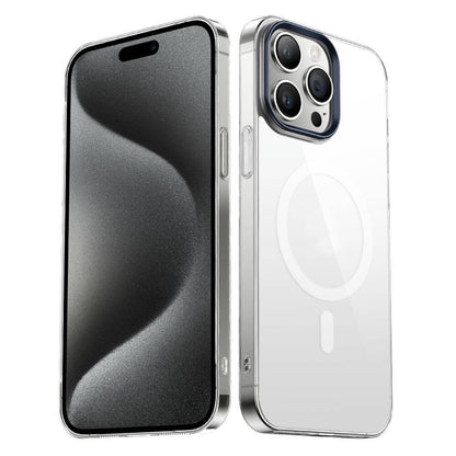 Apple iPhone 15 Pro Kılıf Zore Wireless Şarj Özellikli Şeffaf G-Glass Kapak Titanyum