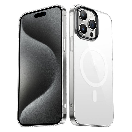 Apple iPhone 15 Pro Kılıf Zore Wireless Şarj Özellikli Şeffaf G-Glass Kapak Siyah