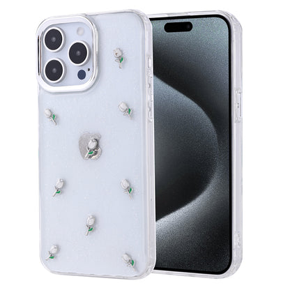 Apple iPhone 15 Pro Max Kılıf Airbag Tasarımlı Simli Şeffaf Zore Kutup Kapak Kiraz