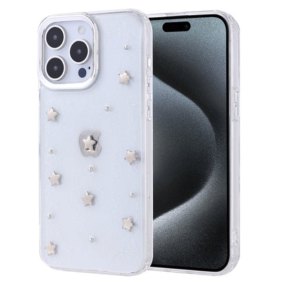 Apple iPhone 15 Pro Max Kılıf Airbag Tasarımlı Simli Şeffaf Zore Kutup Kapak Yıldız