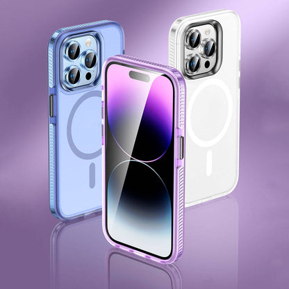 Apple iPhone 15 Pro Max Kılıf Airbagli Magsafe Wireless Şarj Özellikli Lens Koruyuculu Zore Klaptika Kapak Mavi