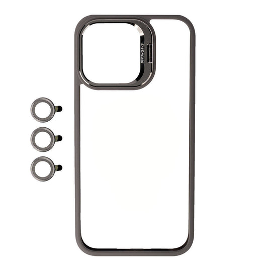 Apple iPhone 15 Pro Max Kılıf Kamera Lens Korumalı Standlı Zore Klon Lensli Kapak Gri
