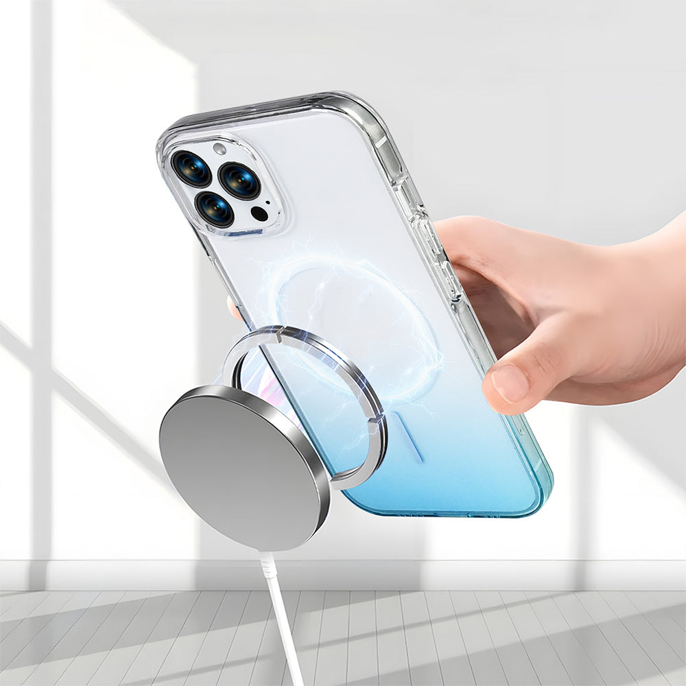 Apple iPhone 15 Pro Max Kılıf M-Safe Şarj Özellikli Zore Septik Silikon Kapak Turkuaz