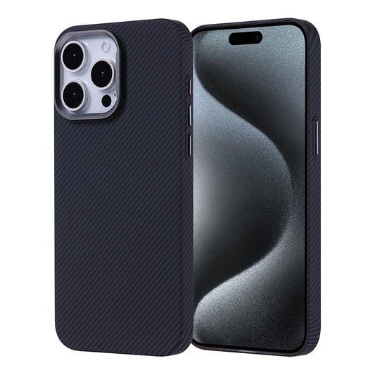 Apple iPhone 15 Pro Max Kılıf Magsafe Şarj Özellikli Karbon Fiber Görünümlü Zore Nekst Kapak Siyah