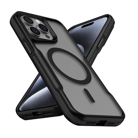 Apple iPhone 15 Pro Max Kılıf Magsafe Şarj Özellikli Renkli Kenar Airbag Şeritli Zore Lamer Kapak Siyah