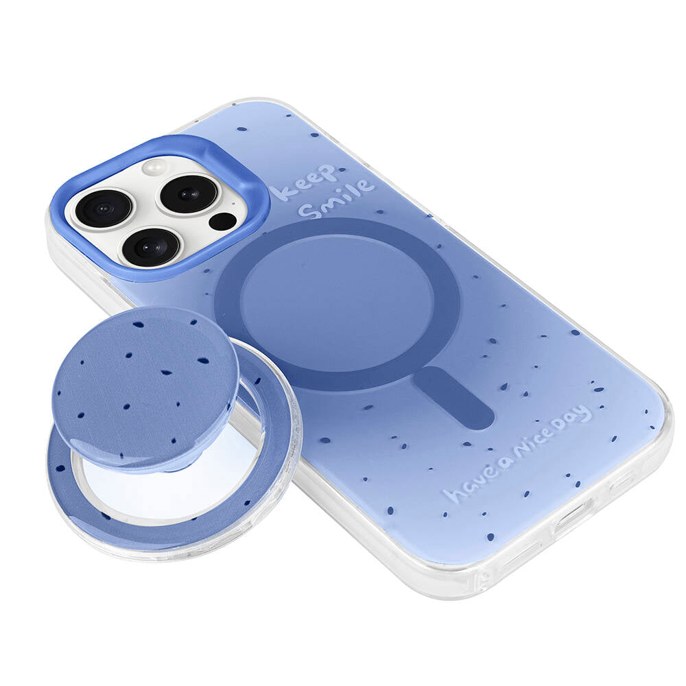 Apple iPhone 15 Pro Max Kılıf Magsafe Şarj Özellikli Tak-Çıkar Pop Soketli Zore Tiktok Kapak Pembe Koyu