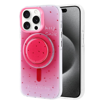 Apple iPhone 15 Pro Max Kılıf Magsafe Şarj Özellikli Tak-Çıkar Pop Soketli Zore Tiktok Kapak Pembe Koyu