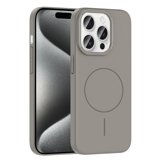 Apple iPhone 15 Pro Max Kılıf Magsafe Şarj Özellikli Zore Ruby Sert Kapak Gri