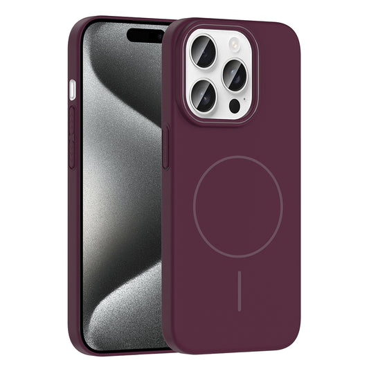 Apple iPhone 15 Pro Max Kılıf Magsafe Şarj Özellikli Zore Ruby Sert Kapak Mürdüm