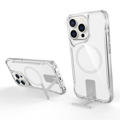 Apple iPhone 15 Pro Max Kılıf Magsafe Şarj Özellikli Zore T-Max Standlı Kapak Renksiz