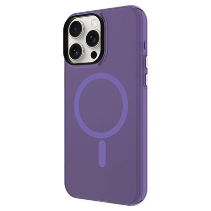 Apple iPhone 15 Pro Max Kılıf Zore Magsafe Şarj Özellikli Buzlu Transparan C-Pro Sert Kapak Koyu Gri