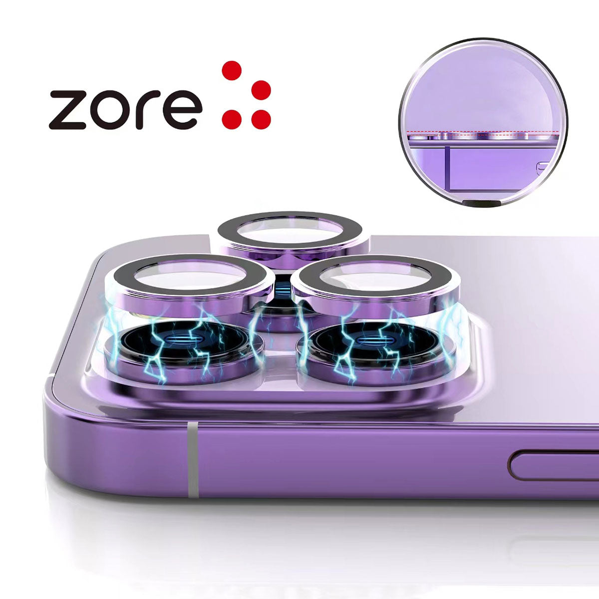 Apple iPhone 15 Pro Max Zore CL-12 Premium Safir Parmak İzi Bırakmayan Anti-Reflective Kamera Lens Koruyucu Siyah