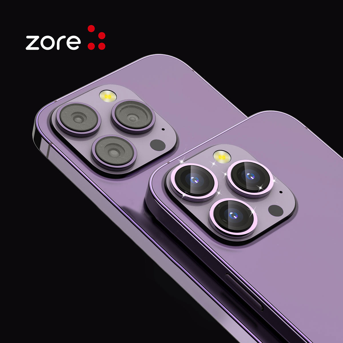Apple iPhone 15 Pro Max Zore CL-12 Premium Safir Parmak İzi Bırakmayan Anti-Reflective Kamera Lens Koruyucu Siyah