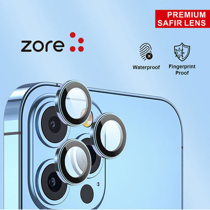 Apple iPhone 15 Pro Max Zore CL-12 Premium Safir Parmak İzi Bırakmayan Anti-Reflective Kamera Lens Koruyucu Siyah