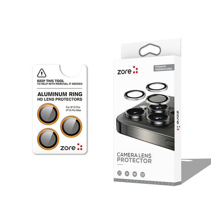 Apple iPhone 15 Pro Max Zore CL-12 Premium Safir Parmak İzi Bırakmayan Anti-Reflective Kamera Lens Koruyucu Siyah
