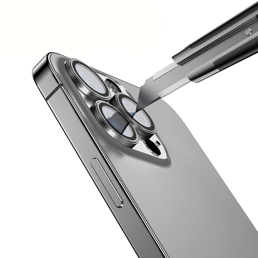 Apple iPhone 15 Pro Max Zore Mikro Kamera Lens Koruyucu Gümüş