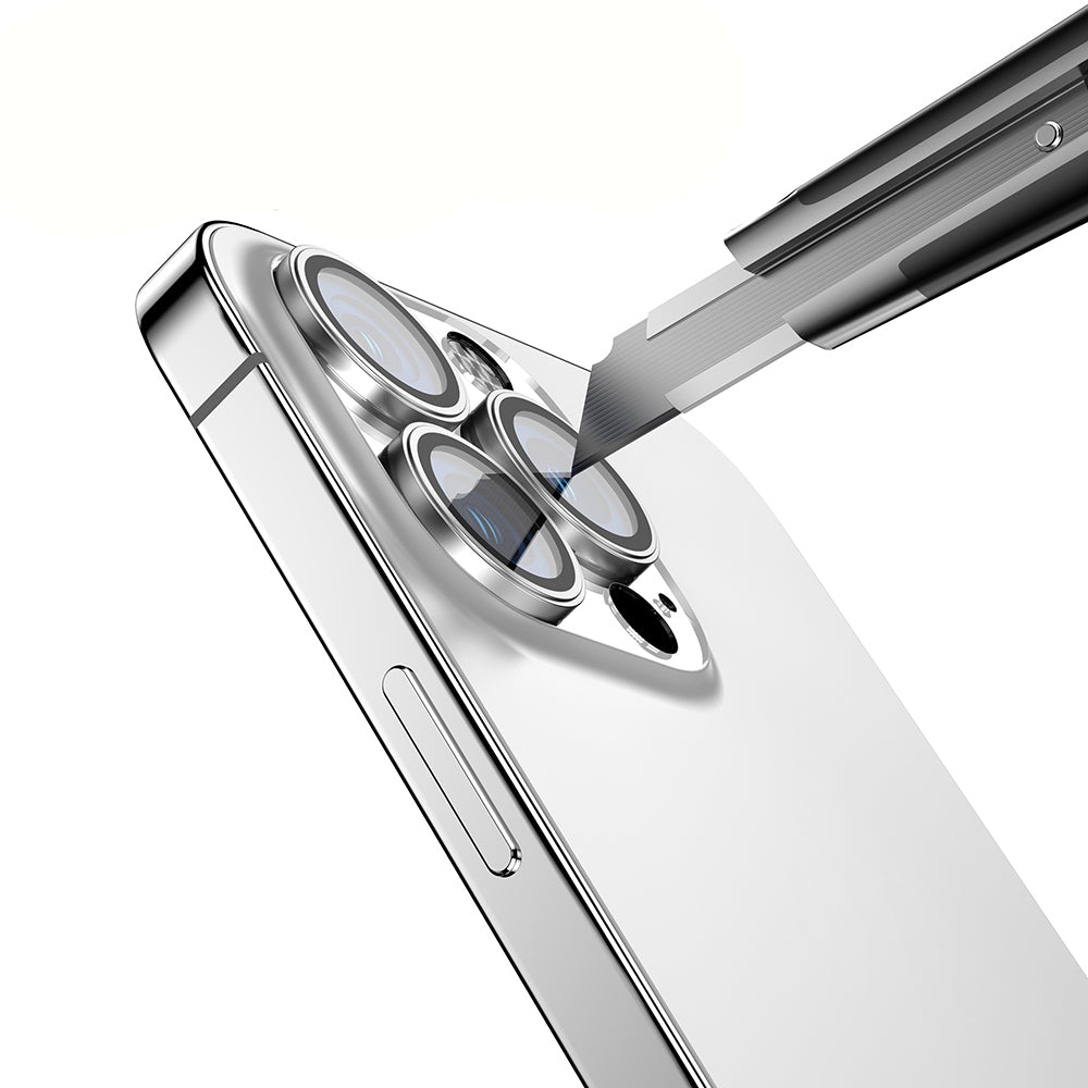 Apple iPhone 15 Pro Max Zore Mikro Kamera Lens Koruyucu Gümüş