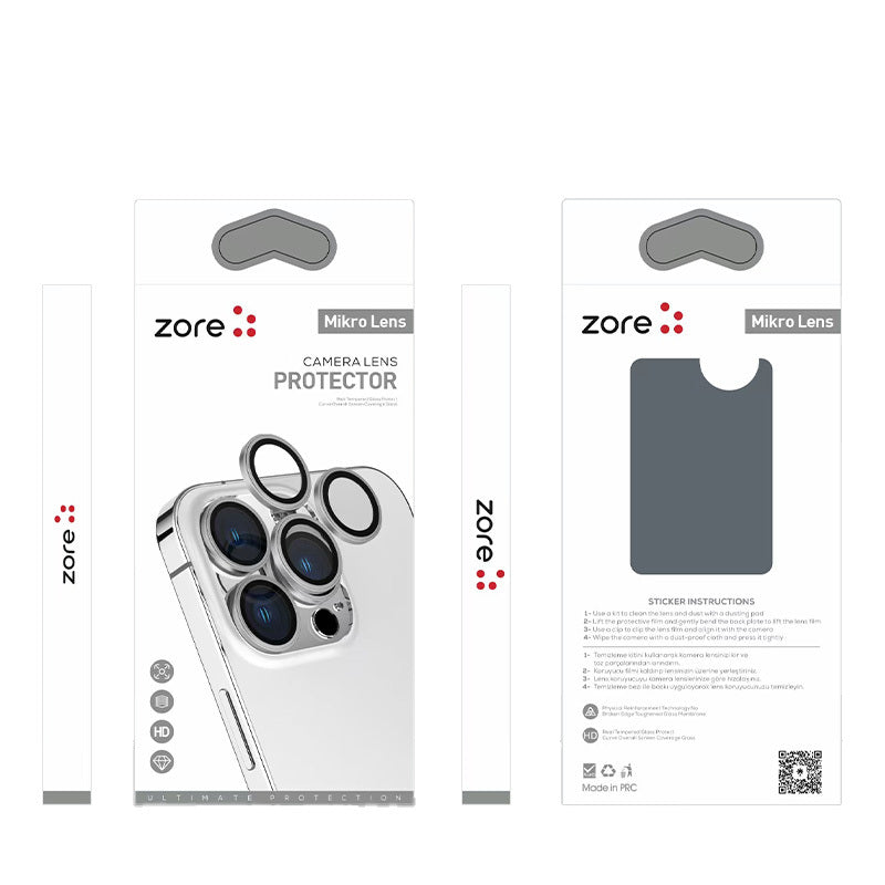 Apple iPhone 15 Pro Max Zore Mikro Kamera Lens Koruyucu Gümüş