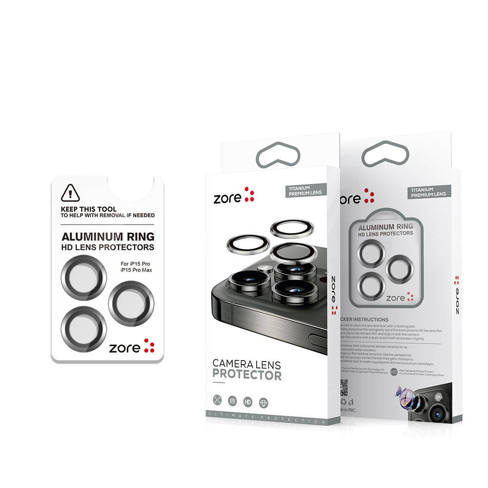 Apple iPhone 15 Pro Max Zore Safir CL-15 Parmak İzi Bırakmayan Anti-Reflective Kamera Lens Koruyucu