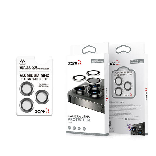Apple iPhone 15 Pro Max Zore Safir CL-15 Parmak İzi Bırakmayan Anti-Reflective Kamera Lens Koruyucu