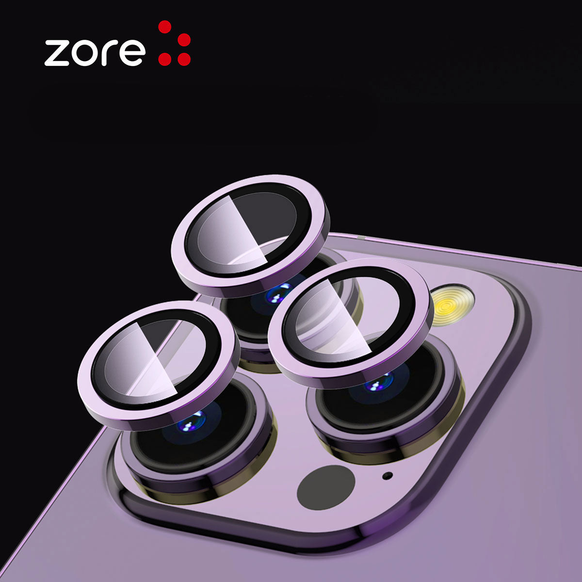 Apple iPhone 15 Pro Zore CL-12 Premium Safir Parmak İzi Bırakmayan Anti-Reflective Kamera Lens Koruyucu Midnight