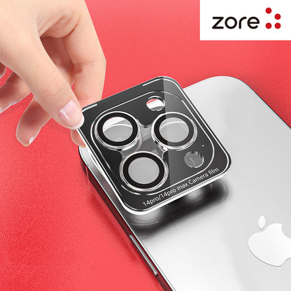 Apple iPhone 15 Pro Zore CL-12 Premium Safir Parmak İzi Bırakmayan Anti-Reflective Kamera Lens Koruyucu Turuncu