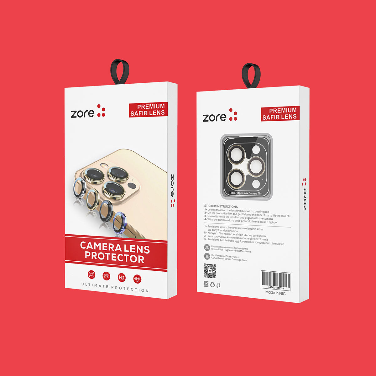 Apple iPhone 15 Pro Zore CL-12 Premium Safir Parmak İzi Bırakmayan Anti-Reflective Kamera Lens Koruyucu Koyu Gri