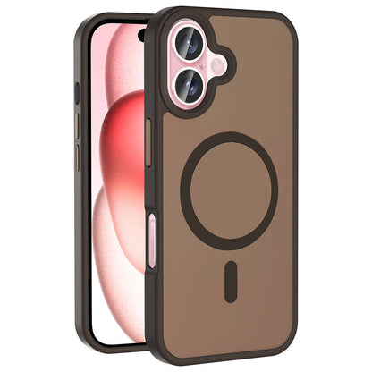 Apple iPhone 16 Kılıf Magsafe Şarj Özellikli Mat Arka Yüzey Zore Sio Kapak Rose Brown