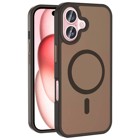 Apple iPhone 16 Kılıf Magsafe Şarj Özellikli Mat Arka Yüzey Zore Sio Kapak Rose Brown