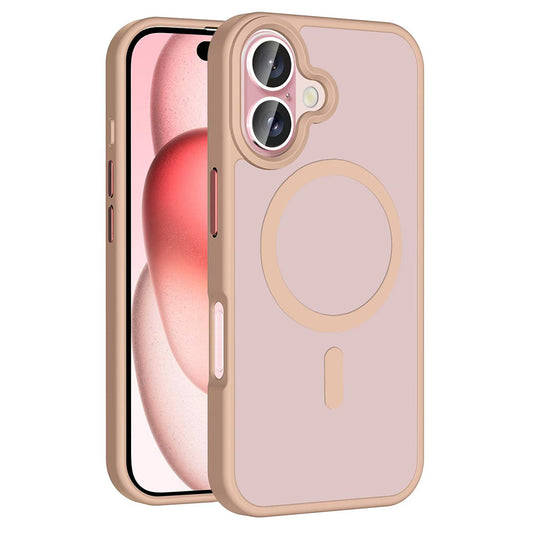 Apple iPhone 16 Kılıf Magsafe Şarj Özellikli Mat Arka Yüzey Zore Sio Kapak Rose Gold