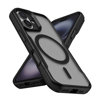 Apple iPhone 16 Kılıf Magsafe Şarj Özellikli Renkli Kenar Airbag Şeritli Zore Lamer Kapak Siyah