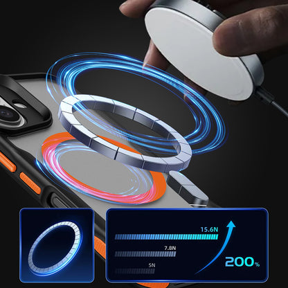 Apple iPhone 16 Kılıf Magsafe Şarj Özellikli Renkli Kenar Airbag Şeritli Zore Lamer Kapak Turuncu