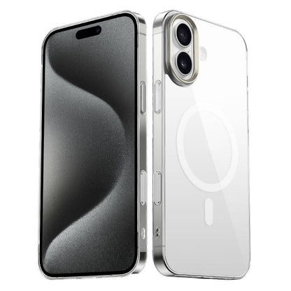 Apple iPhone 16 Kılıf Magsafe Şarj Özellikli Şeffaf Cam Arka Yüzey Zore G-Glass Kapak Şeffaf