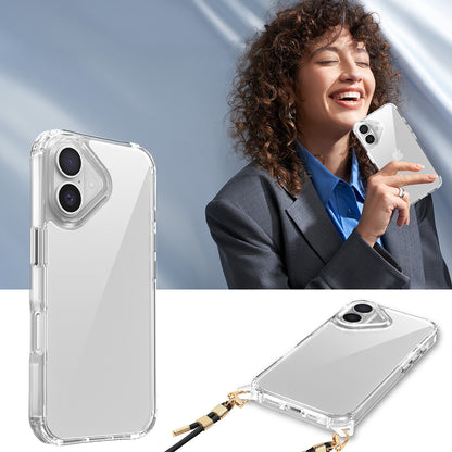 Apple iPhone 16 Plus Kılıf Airbagli Takılabilir Askı Aparatlı Zore Snap Silikon Kapak Şeffaf