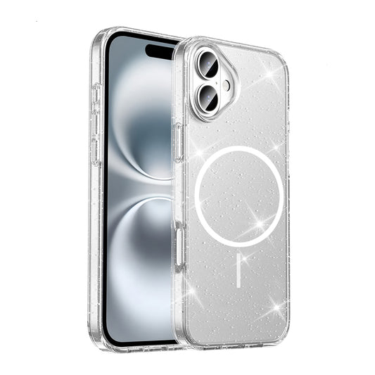 Apple iPhone 16 Plus Kılıf M-safe Şarj Özellikli Parlayan Simli Saydam Renkli Zore Maris Kapak Şeffaf