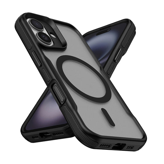 Apple iPhone 16 Plus Kılıf Magsafe Şarj Özellikli Renkli Kenar Airbag Şeritli Zore Lamer Kapak Siyah