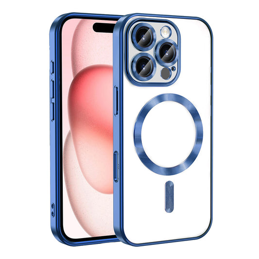 Apple iPhone 16 Pro Kılıf Kamera Korumalı Magsafe Wireless Şarj Özellikli Zore Demre Kapak Mavi