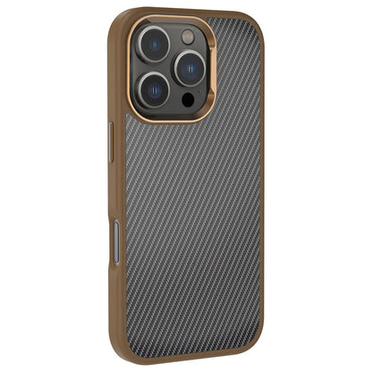 Apple iPhone 16 Pro Kılıf Karbon Fiber Görünümlü Parlak Kamera Çerçeveli Zore Venus Kapak Siyah