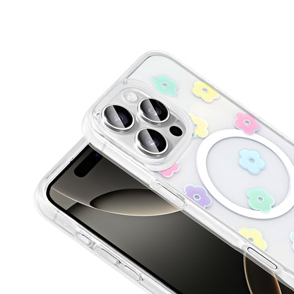 Apple iPhone 16 Pro Kılıf M-Safe Şarj Özellikli Şeffaf Zore Folk Sert Kapak Fiyonk