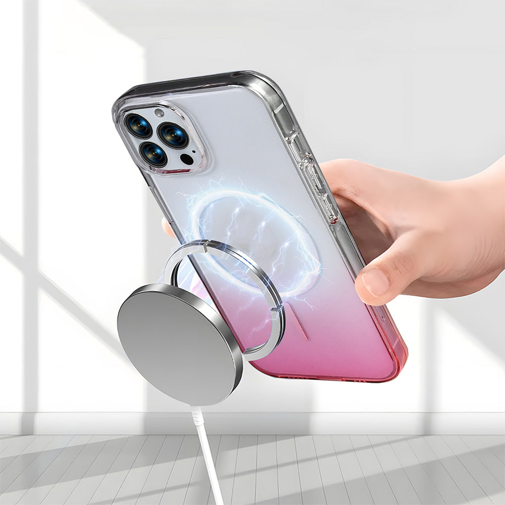 Apple iPhone 16 Pro Kılıf M-Safe Şarj Özellikli Zore Septik Silikon Kapak Pembe