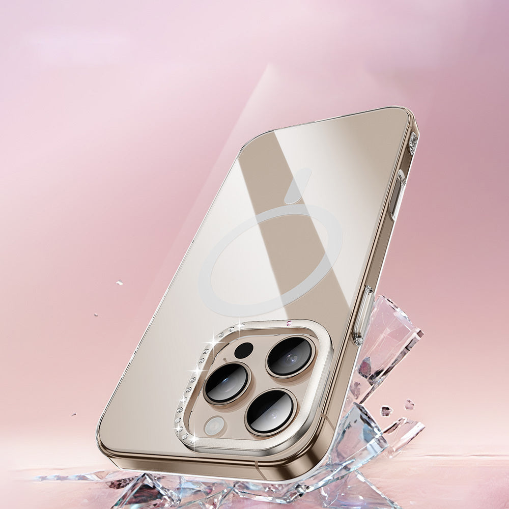 Apple iPhone 16 Pro Kılıf Magsafe Şarj Özellikli Kamera Standlı Zore Estop Kapak Gold