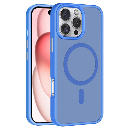 Apple iPhone 16 Pro Kılıf Magsafe Şarj Özellikli Mat Arka Yüzey Zore Sio Kapak Mavi
