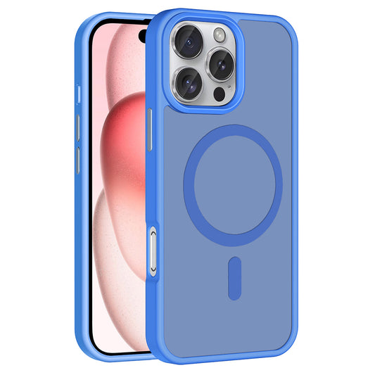 Apple iPhone 16 Pro Kılıf Magsafe Şarj Özellikli Mat Arka Yüzey Zore Sio Kapak Mavi