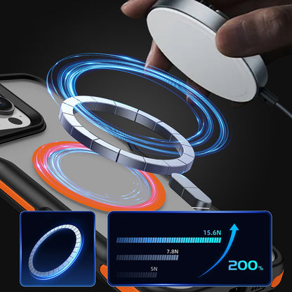 Apple iPhone 16 Pro Kılıf Magsafe Şarj Özellikli Renkli Kenar Airbag Şeritli Zore Lamer Kapak Titanyum-Gold