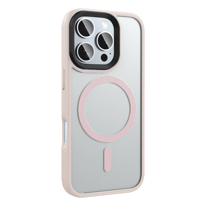 Apple iPhone 16 Pro Kılıf Mat Arka Yüzey Wireless Şarj Özellikli Zore Flet Magsafe Kapak Gümüş
